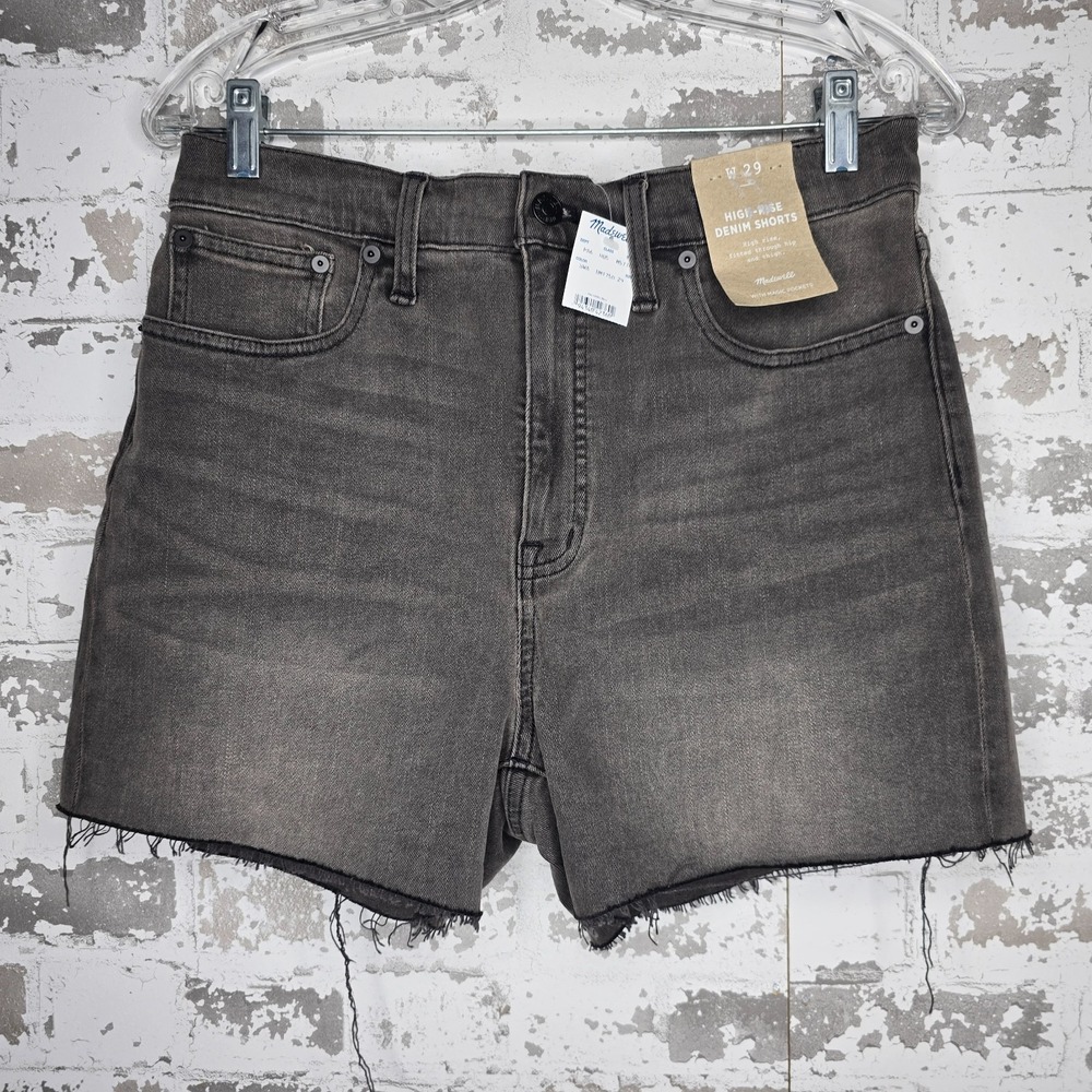 NEW Madewell Jean Shorts Womens 29 Gray High Rise Denim Raw Hem Cut-Off 3 1/2'